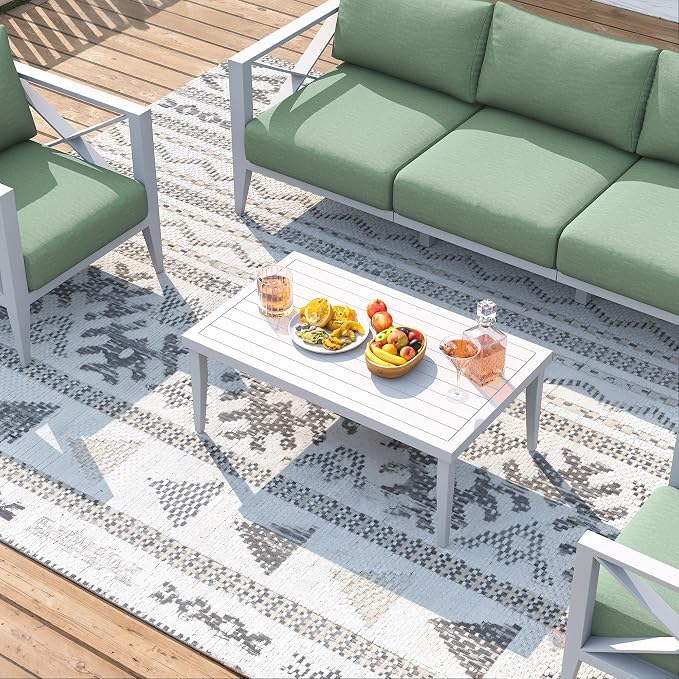 Patio Sectional Sofa Set 8 Seat Outdoor Conversation Set with Cushions, Aluminum Patio Furniture for Backyard Deck Garden Seating