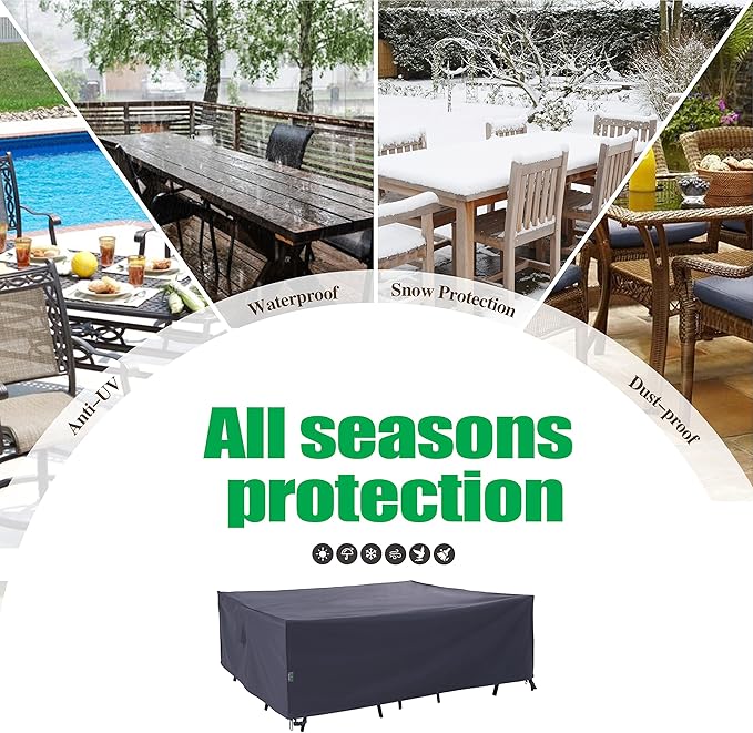 F&J Outdoors Heavy Duty Waterproof Anti-UV Rip-stop Fabric Extra Large Patio Furniture Covers, Grey, 140"x86"x30.5"