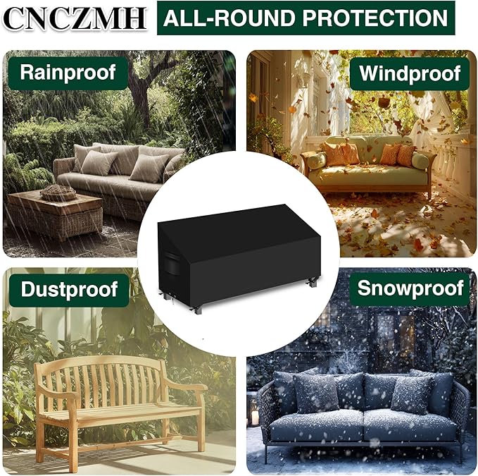 Heavy Duty Patio Sofa Covers Waterproof, Outdoor 3-Seater Couch Cover Waterproof, 600D Outdoor 2-Seater Loveseat Furniture Covers with Air Vent Handle 93''W x 40''D x 24''H/ 35''H Black