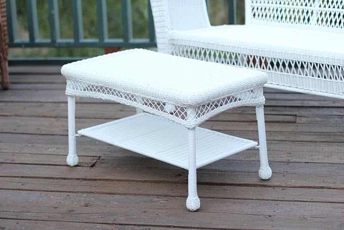 Jeco 4pc White Wicker Conversation Set Without Cushion