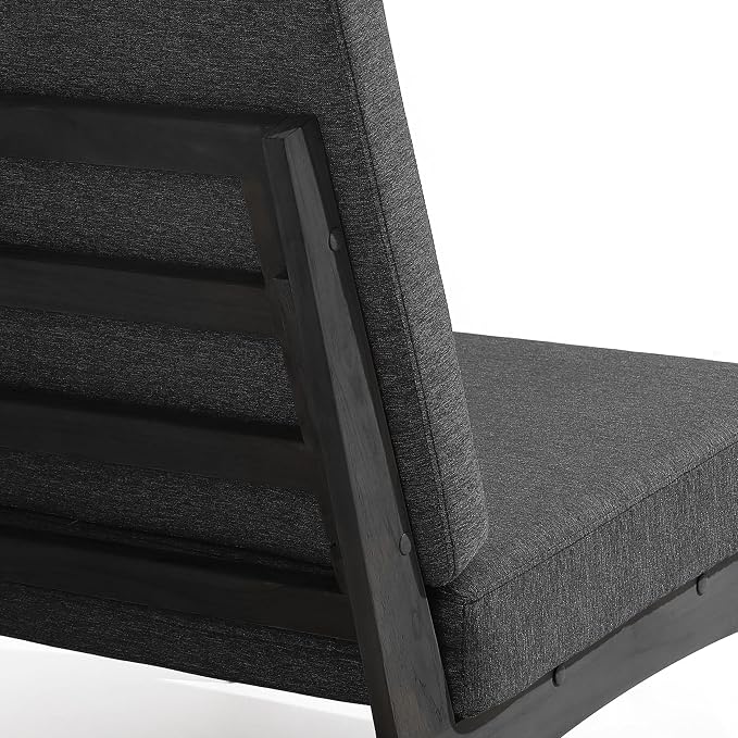 2 Piece Dark Wood Patio Chairs Outdoor Bistro Chair, All Weather Outdoor Furniture Patio Sofa Backyard Seating Group Conversation Sets with Dark Gray Cushions
