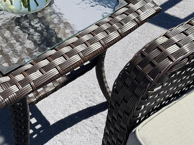 Sundale Outdoor 5 Piece Wicker Patio Furniture Set, High Back Outdoor Couch with Swivel Chairs & Coffee Table, 6" Thick Cushion Patio Conversation Sets with Deep Seating for Yard, Deck (Grey)