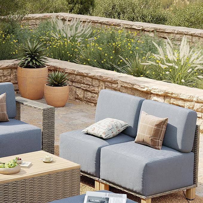 LazySunsets Patio Furniture Set, Wicker Rattan Outdoor Furniture with Thick Cushions, Patio Conversation Sets