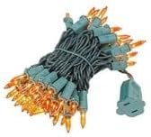 Novelty Lights 11 Feet 50 Bulbs Amber Incandescent Mini Lights, Green Wire