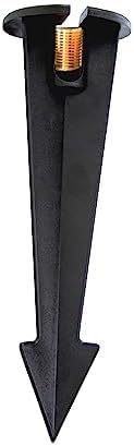 8" Outdoor Light Stake in Black Finish - Support Light Fixture Spikes, Universal Use, Resin Materials, Side Wireway (2 - Large Spike with Brass Wireway)