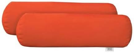 RSH Décor Jumbo Sunbrella Neck Roll Pillows – Set of 2 | 24” x 8” | Outdoor Bolster for Patio, Deck, Porch, or Poolside Furniture | Water & Fade-Resistant | Canvas Melon Bright Orange