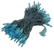 Novelty Lights 50 Feet 100 Bulbs Teal Incandescent Mini Lights, Green Wire