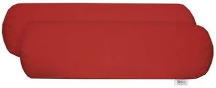 RSH DECOR: Neck Roll Bolster Pillows Set of 2 | 20” x 6" | All-Weather Spun Fabric | Water and Fade-Resistant | Outdoor Support Pillows for Patio Furniture | Heritage Red