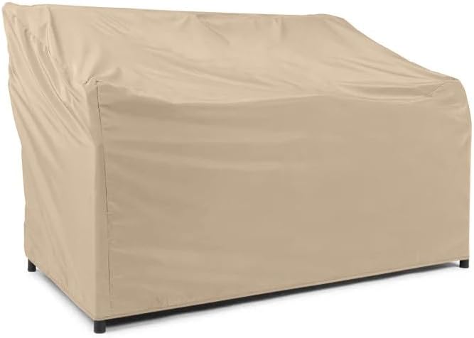 Covermates Classic Outdoor Glider Cover – Durable 12-Gauge Vinyl with Polyester Lining, Elastic Hem & Mesh Vent for Moderate Weather Patio Furniture Protection , 56W x 34D x 38H, Classic Tan