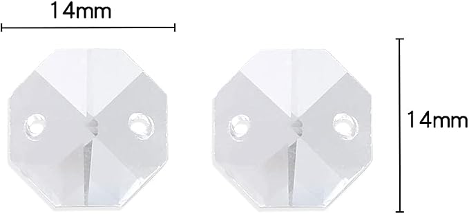 LONGWIN Lot 100pcs Clear Glass Octagon Beads for Crystal Chandelier Parts Replacement DIY Lamp Hanging Pendant Suncatcher