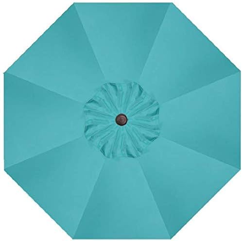 Treasure Garden 9-Foot Patio Umbrella - Outdoor Furniture Market Umbrella – Auto Tilt – Bronze Aluminum Frame (Obravia, Aqua)