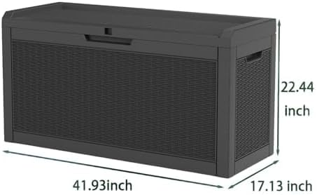 60 Gallon Deck Box, Waterproof Resin Outdoor Storage Box with Lockable Lid, Patio Storage Box Featuring Fade Resistant for Patio Furniture Cushions, Pool Accessories, Garden Tools, Black