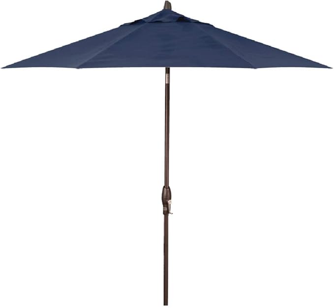 Treasure Garden Octagonal 9ft Patio Umbrella - Outdoor Furniture Market Umbrella – Auto Tilt – Black Aluminum Frame (O’bravia2, Navy)