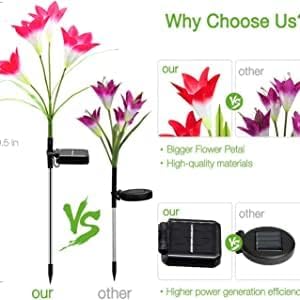 SOLARBABY Solar Lights Outdoor - Lily Flower Solar Garden Lights, 8 Pack Lights Outdoor Waterproof Multicolor Changing LED Flower with Bigger Lily for Patio Yard Pathway Balcony