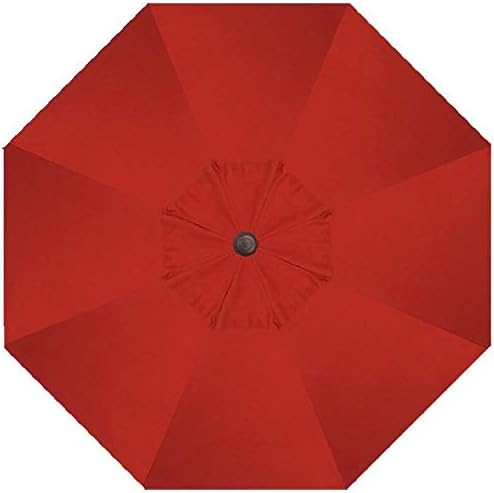 Treasure Garden Octagonal 9 ft Patio Umbrella - Outdoor Furniture Table Umbrella – Push-Button Tilt – Bronze Aluminum Frame (Obravia, Red)