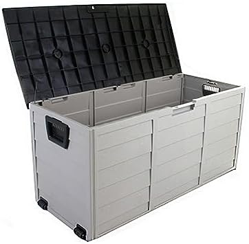 Large Outdoor Storage Deck Box, Waterproof Organizer with Lock Opening and Bottom Pulleys for Patio Furniture, 65 Gallon Capacity, Ideal for Outdoor Use