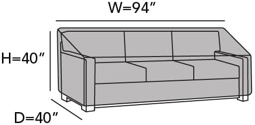 Covermates Elite Outdoor Patio Sofa Cover – Water-Resistant 300D Polyester, Double-Stitched Seams, Elastic Hem, Auto-Locking Drawcord & Mesh Vent for Moderate Weather, 94W x 40D x 40H, Charcoal