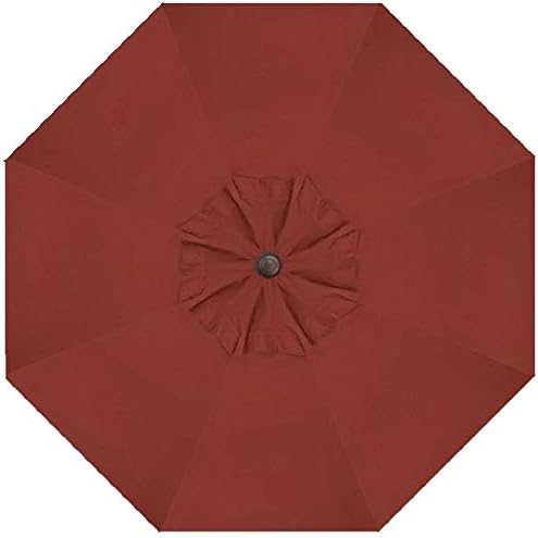 Treasure Garden Octagonal 9 ft Patio Umbrella - Outdoor Furniture Table Umbrella – Push-Button Tilt – Bronze Aluminum Frame (Obravia, Auburn)