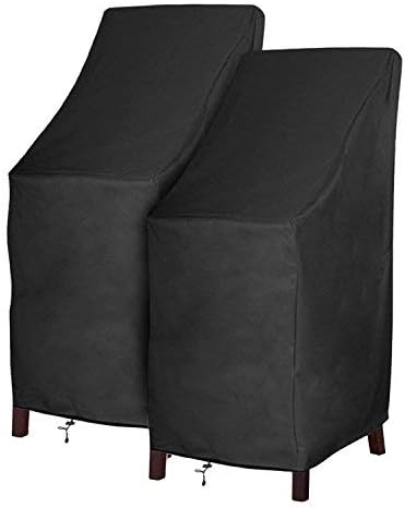 RosieLily Outdoor Chair Covers, High Back Patio Chair Covers Waterproof, Heavy Duty Patio Furniture Covers, Stackable Outdoor Bar Stool Covers, 600D, High Back-2 Pack, Black