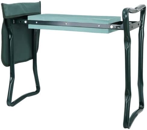 Garden Bench Foldable Stool Padded seat Cushion and Tool Bag