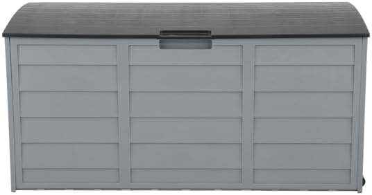 75 gal 260L Outdoor Garden Storage Deck Box, Resin Large Outdoor Storage Boxes for Patio, Outdoor Cushions, Garden Tools Chest Tools Cushions Toys Lockable Seat Grey