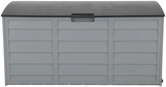 75 gal 260L Outdoor Garden Storage Deck Box, Resin Large Outdoor Storage Boxes for Patio, Outdoor Cushions, Garden Tools Chest Tools Cushions Toys Lockable Seat Grey