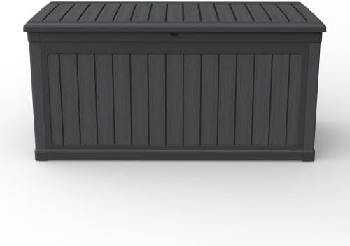 Outdoor Storage Box, Durable Deck Box with Side Handle and Lockable Lid, Deck Boxes Outdoor Waterproof, Large Patio Furniture for Poolside Accessories, Garden Tools, 260 Gallon