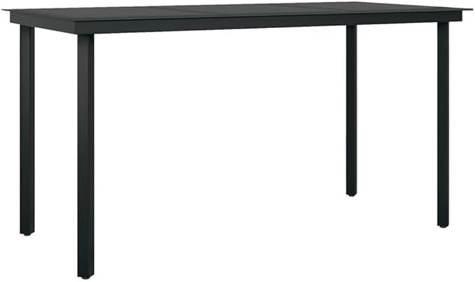 Afuera Living 7-Piece Garden Dining Set, Gray and Black Finish, PE Rattan and Powder-Coated Steel, 55.1 in Rectangular Table, Weather-Resistant, Modern Patio or Terrace Furniture, Seats 6