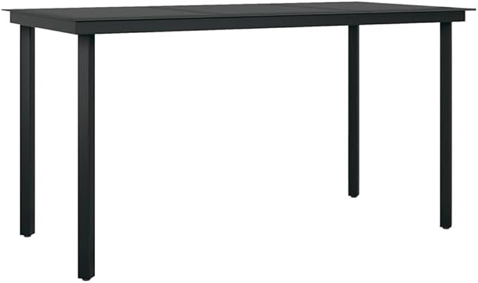 BOWERY HILL 5-Piece Patio Dining Set, Rectangular Glass Table and 4 PE Rattan Chairs, Gray/Dark Gray/Black, UV-Resistant Powder-Coated Steel Frame, Outdoor Garden or Terrace Dining for 4