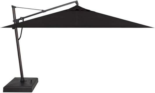 Treasure Garden AKZ PLUS Cantilever Umbrella 10'x13' Rectangular Sunbrella Black Canopy and Black Frame with Rolling Base