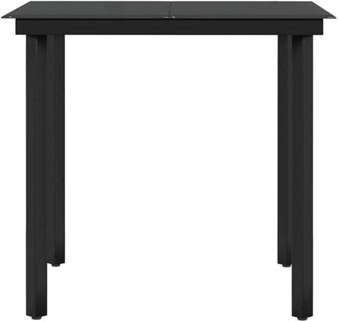 BOWERY HILL 3-Piece Garden Patio Dining Set, Black/Dark Gray Finish, Weather-Resistant Materials with Cushioned Seats, Contemporary Style Outdoor Furniture for Balcony, Terrace, or Garden Use