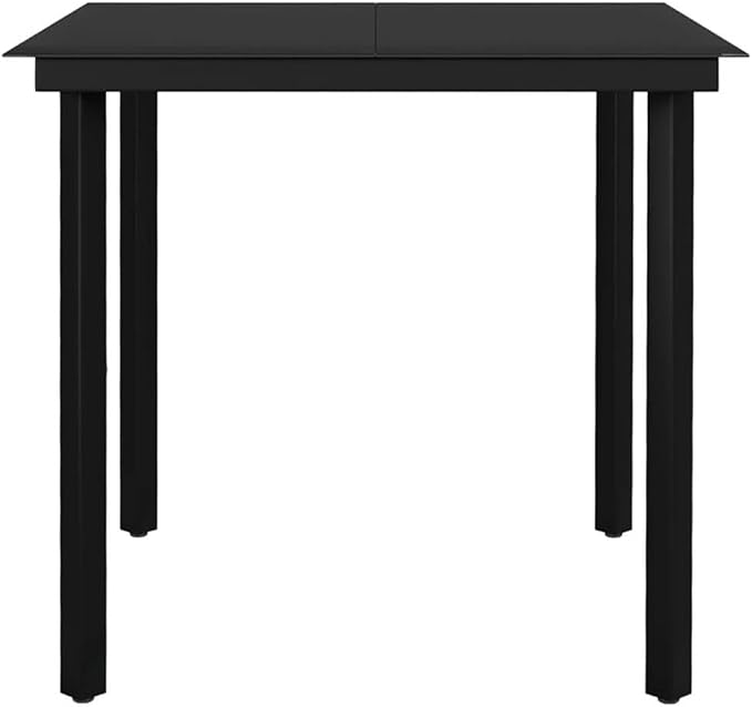 Afuera Living 5-Piece Contemporary Patio Dining Set, Synthetic Poly Rattan & Powder-Coated Steel, Dark Gray/Black Finish, Cushioned Seating, Square Table for Outdoor Garden, Terrace, or Balcony Use