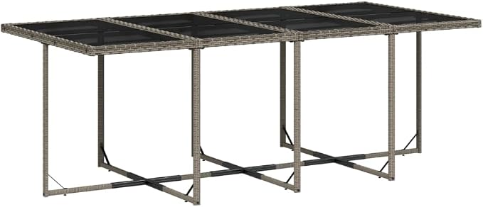 9-Piece Patio Dining Set, 8-Seater Outdoor Garden Table and Chair Furniture with Cushions, Space-Saving Foldable Rattan Design, Gray
