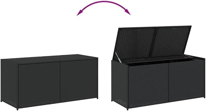 Gecheer Garden Storage Box, Weather-Resistant PE Rattan Outdoor Deck Box with Gas Lift Lid, 19.7 x 47.2 x 22.0 Inches, Powder-Coated Steel Frame, for Patio, Terrace, and Backyard