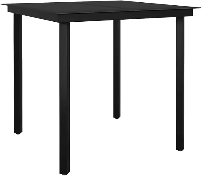 3 Piece Patio Dining Set, Outdoor Bistro Furniture with Glass Top Table and 2 PE Rattan Chairs, Steel Frame Small Garden Set for Balcony, Porch and Backyard, Black