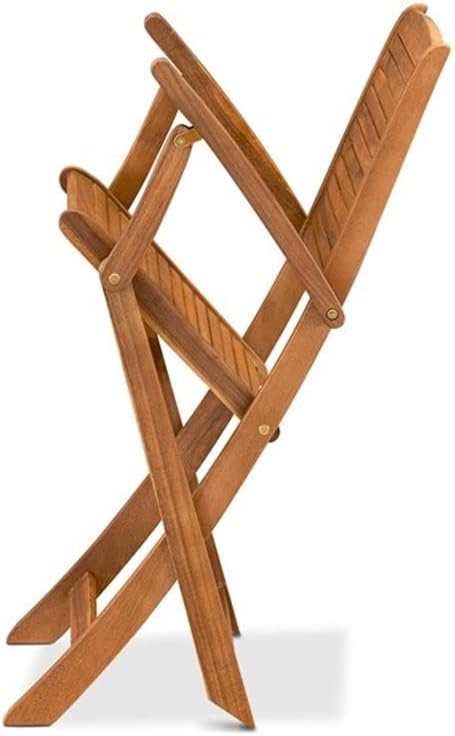 Pemberly Row 5-Piece Patio Dining Set, Rectangular Table and Foldable Chairs, Natural Oil Finish, Contemporary Outdoor Furniture, Compact Design for Modern Patios and Small Gatherings