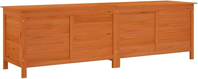 Solid Fir Wood Patio Storage Box Outdoor Furniture 78.1"x19.7"x22.2" Brown Large Deck Box with Slatted Base for Pool Toys Garden Cushions Patio Decor