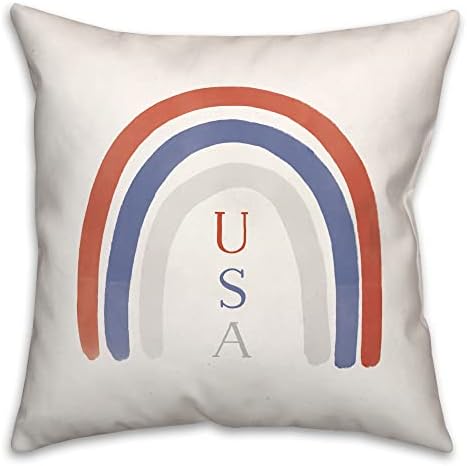 Patriotic USA Rainbow Indoor/Outdoor Pillow | Decorative Pillows for Living Room Couch Bed Sofa Patio, Fluffy Soft Cushion | Water Resistant Multi, 18x18