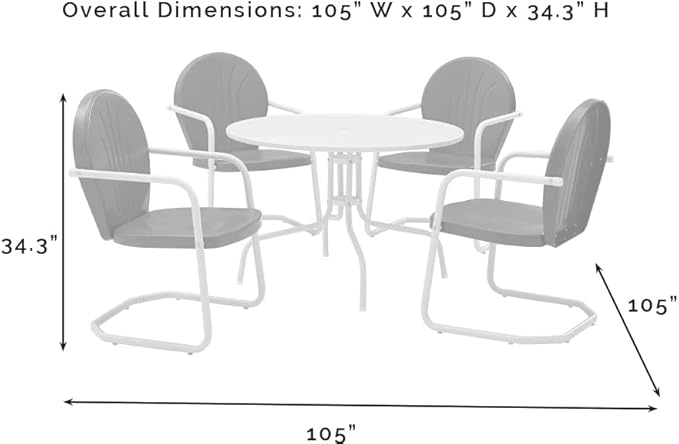 Crosley Furniture Griffith 5-Piece Outdoor Dining Set for 4, Retro Metal Round Patio Table and Chairs, White and Key Lime