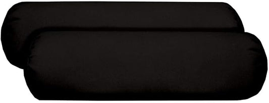 RSH DECOR Indoor Outdoor Neckroll Pillow Set of 2 – Solid Black Bolster Cushion 20" x 6" for Patio Deals – Enhance Patio Furniture Set with Decorative Throw Pillows – Made in USA