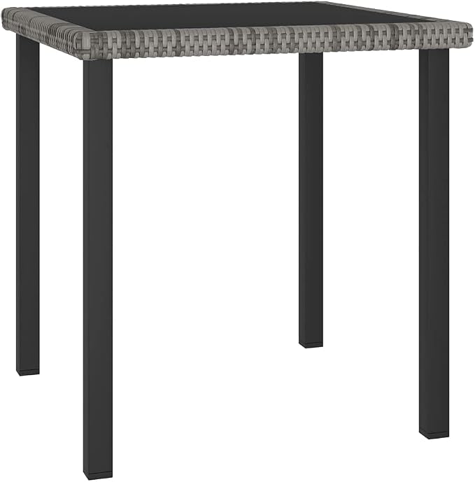 3 Piece Patio Dining Set Poly Rattan Gray Outdoor Furniture Table Chairs Set with Cushions for Garden Yard Porch Balcony Backyard Steel Frame Weatherproof