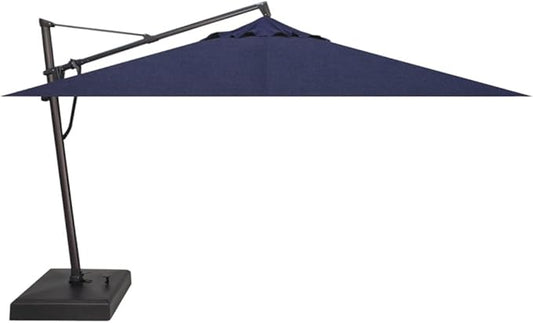 Treasure Garden AKZ PLUS Cantilever Umbrella 10'x13' Rectangular Sunbrella Spectrum Indigo Canopy and Black Frame with Rolling Base