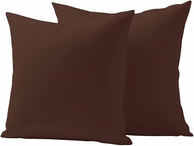 Outdoor Pillow Covers 24 x 24 Inches, Brown Pure Color Waterproof Throw Pillow Cover Set of 2, Aesthetics Contemporary Luxury Decorative Square Cushion Covers for Patio/Couch/Garden