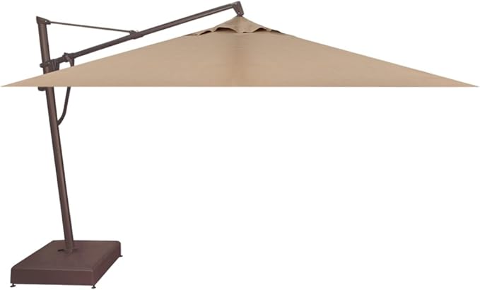 Treasure Garden AKZ PLUS Cantilever Umbrella 10'x13' Rectangular Sunbrella Heather Beige Canopy and Bronze Frame with Stationary Base