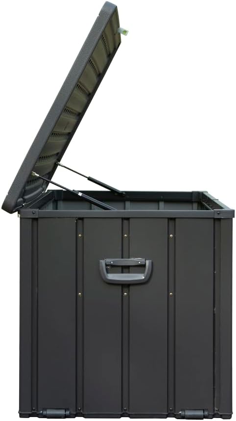 Large 120-Gallon Waterproof Outdoor Storage Box for Patio, Deck, or Poolside – Durable Weather-Resistant Design with Lockable Lid (120 Gallon W/Resin Lid (Dark Gray))