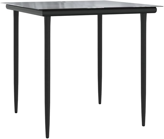 Afuera Living 3-Piece Patio Dining Set, Polyethylene Rattan & Steel, Black Finish, Includes Rectangular Tempered Glass Table and 2 Chairs, Weather-Resistant Outdoor Furniture for Garden or Balcony