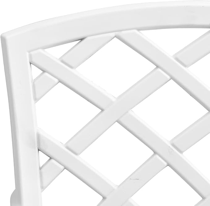 5 Piece Patio Dining Set White Cast Aluminum Outdoor Garden Furniture Table and 4 Chairs with Umbrella Hole for Backyard Lawn Poolside