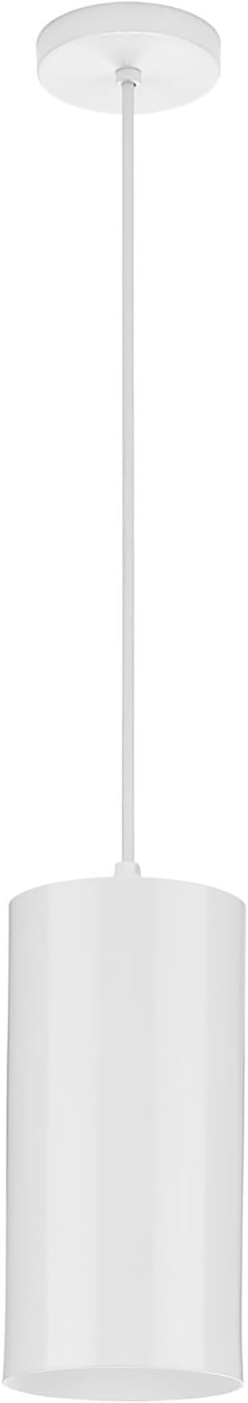 Progress Lighting 1-Light Modern Outdoor Hanging Pendant Light, 6-Inch, Cylinder Collection, Indoor & Outdoor, White (P500356-030)