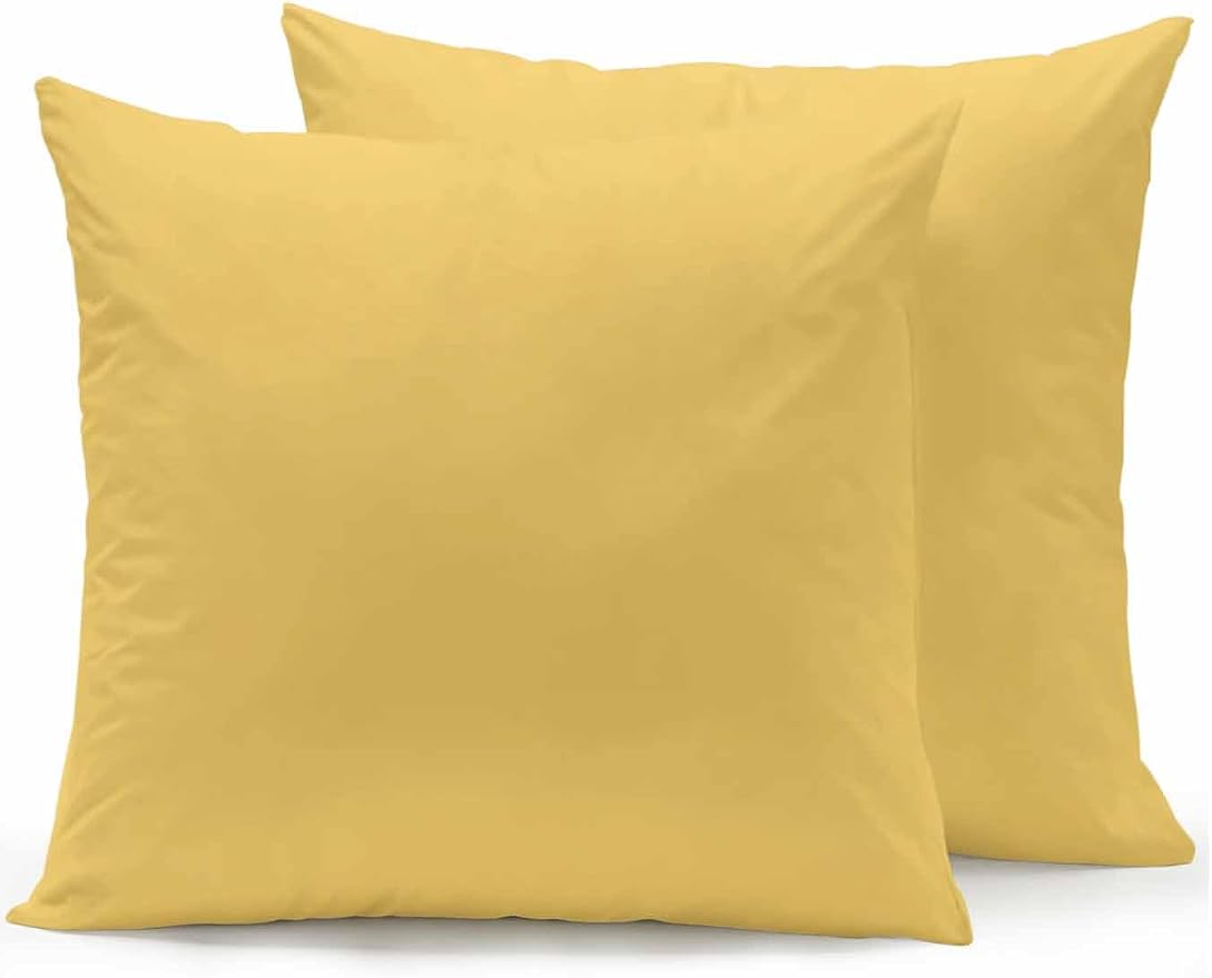 Waterproof Outdoor Pillow Set of 2 Solid Yellow Color Decorative Throw Pillows Cover & Insert 18x18 Inch Pillowcase Yellow Vintage Square Pillows for Couch Sofa Bed Patio Furniture Indoor Outdoor