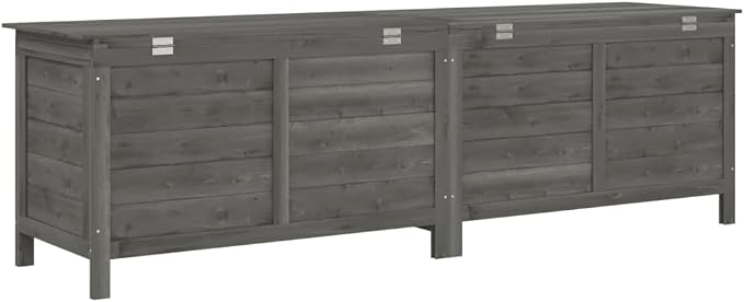 Solid Fir Wood Patio Storage Box Deck Box Outdoor Furniture Anthracite 78.1"x19.7"x22.2" with Slatted Bottom Ventilation for Pool Toys Gardening Tools Cushions
